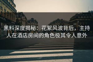 黑料深度揭秘：花絮风波背后，主持人在酒店房间的角色极其令人意外