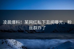 凌晨爆料！某网红私下丑闻曝光，粉丝群炸了
