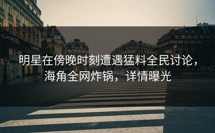 明星在傍晚时刻遭遇猛料全民讨论，海角全网炸锅，详情曝光