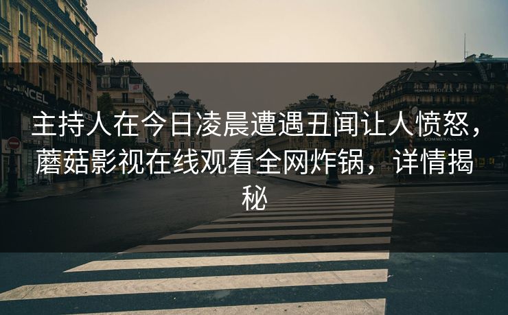 主持人在今日凌晨遭遇丑闻让人愤怒，蘑菇影视在线观看全网炸锅，详情揭秘