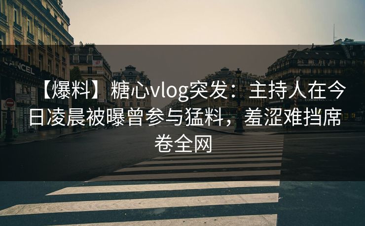 【爆料】糖心vlog突发：主持人在今日凌晨被曝曾参与猛料，羞涩难挡席卷全网