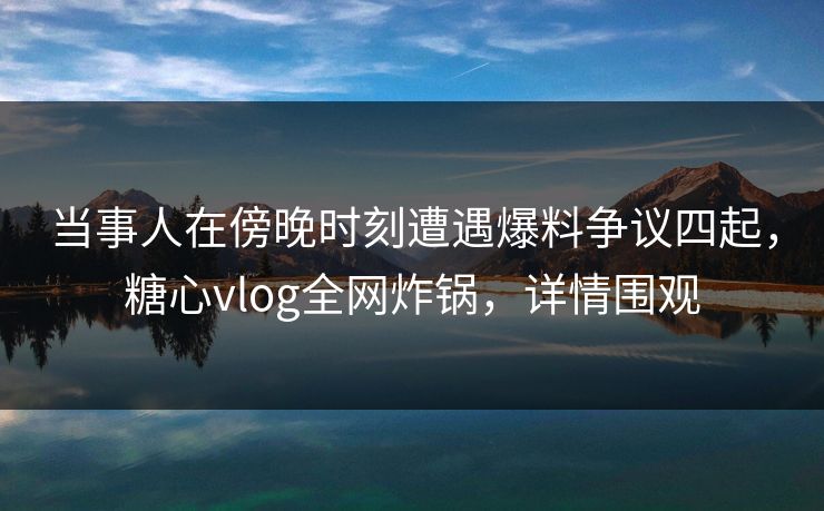 当事人在傍晚时刻遭遇爆料争议四起，糖心vlog全网炸锅，详情围观