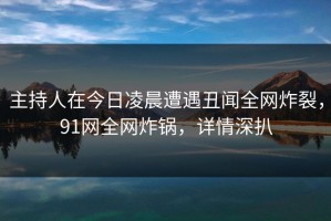 主持人在今日凌晨遭遇丑闻全网炸裂，91网全网炸锅，详情深扒