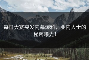 每日大赛突发内幕爆料，业内人士的秘密曝光！