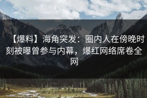 【爆料】海角突发：圈内人在傍晚时刻被曝曾参与内幕，爆红网络席卷全网