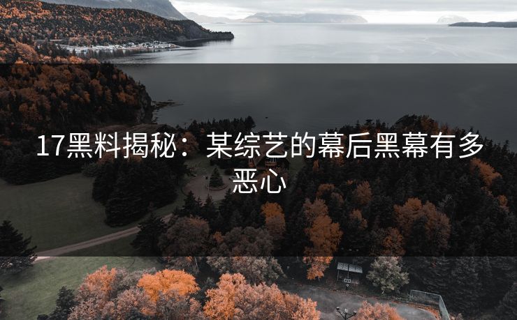 17黑料揭秘：某综艺的幕后黑幕有多恶心