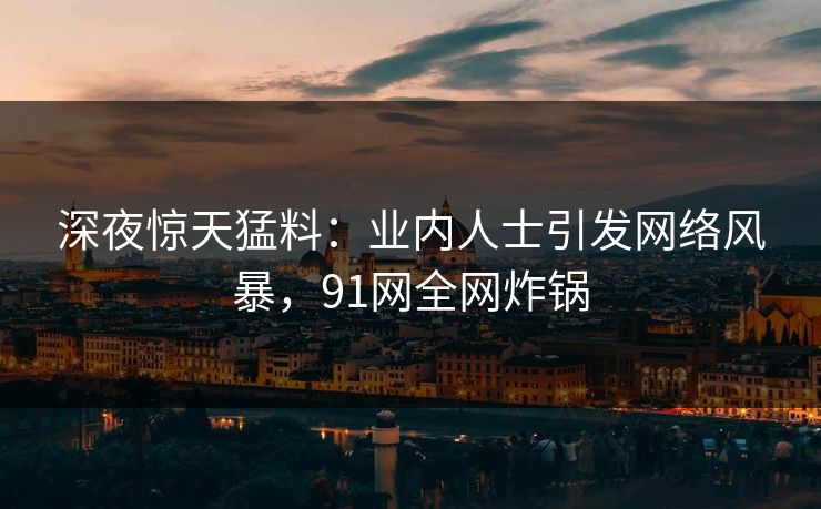 深夜惊天猛料：业内人士引发网络风暴，91网全网炸锅