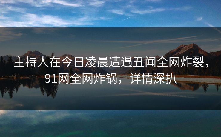 主持人在今日凌晨遭遇丑闻全网炸裂，91网全网炸锅，详情深扒