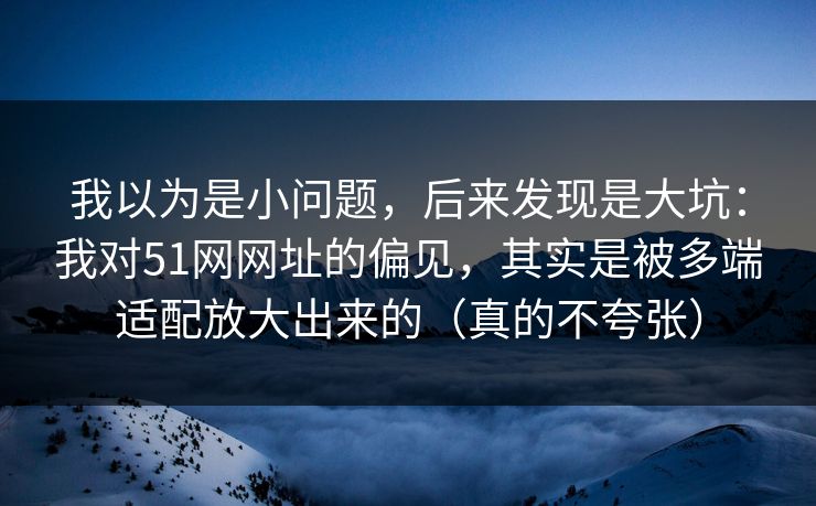 我以为是小问题，后来发现是大坑：我对51网网址的偏见，其实是被多端适配放大出来的（真的不夸张）